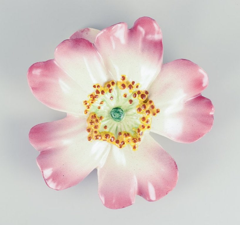 Delphin Massier for Vallauris, France. Ceramic wall planter in the shape of a flower. Early 20th - 2