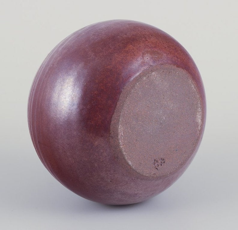 European studio ceramicist. Northern European unique ceramic vase, round classic form with a small - 7