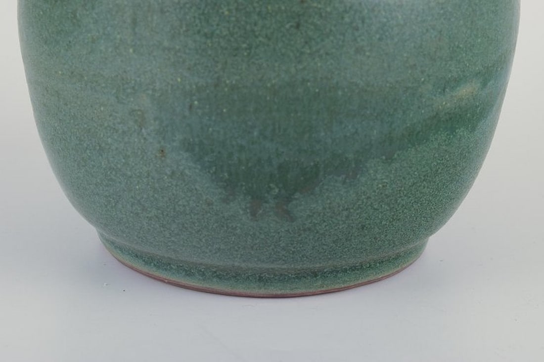 Likely Danish ceramicist. Unique lidded ceramic jar. Brass and bronze lid. Circa 1930s. - 7