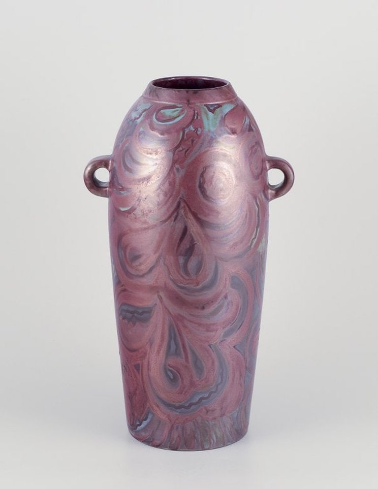 E.B.S. Klint, Danish ceramicist. Large unique ceramic floor vase with two handles. Mid-20th century. - 2
