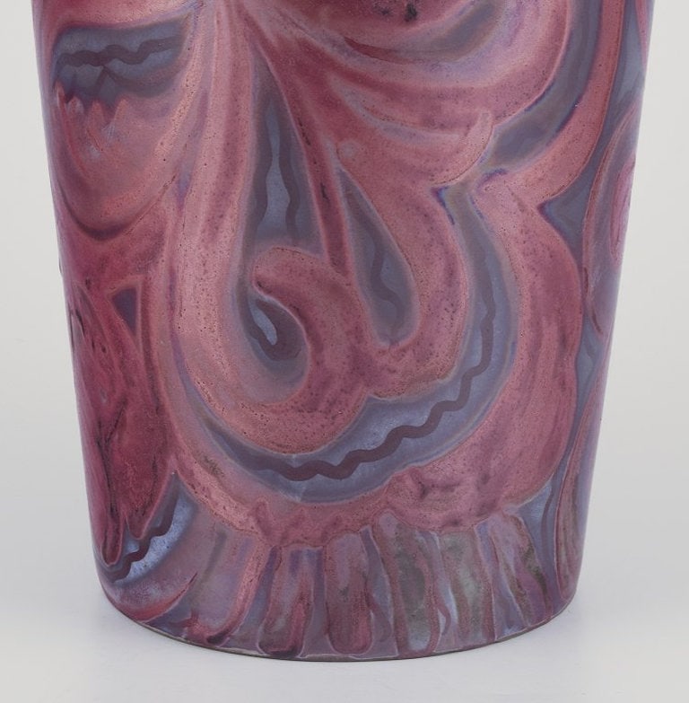 E.B.S. Klint, Danish ceramicist. Large unique ceramic floor vase with two handles. Mid-20th century. - 5