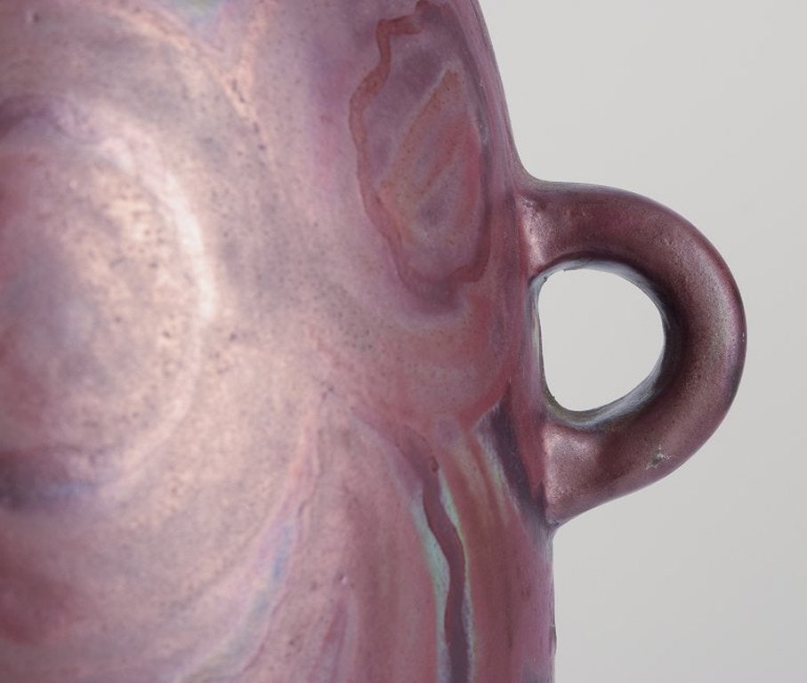 E.B.S. Klint, Danish ceramicist. Large unique ceramic floor vase with two handles. Mid-20th century. - 6