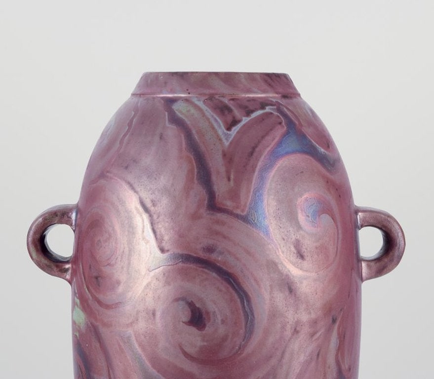 E.B.S. Klint, Danish ceramicist. Large unique ceramic floor vase with two handles. Mid-20th century. - 7