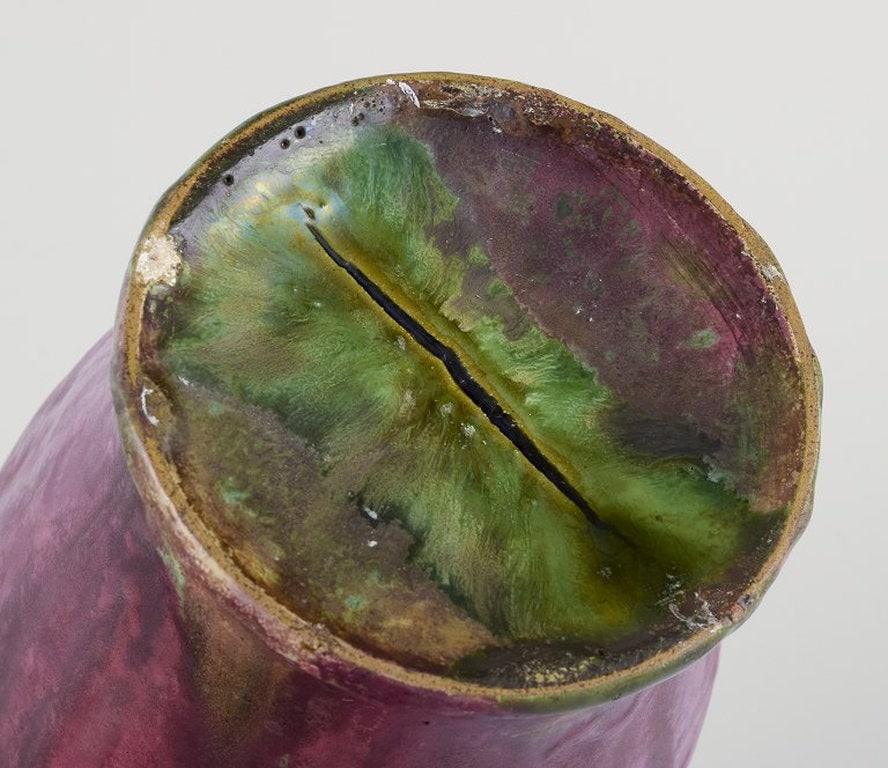 Søren Kongstrand, Danish ceramicist. Unique vase in shiny lustre glaze. Circa 1920. - 7