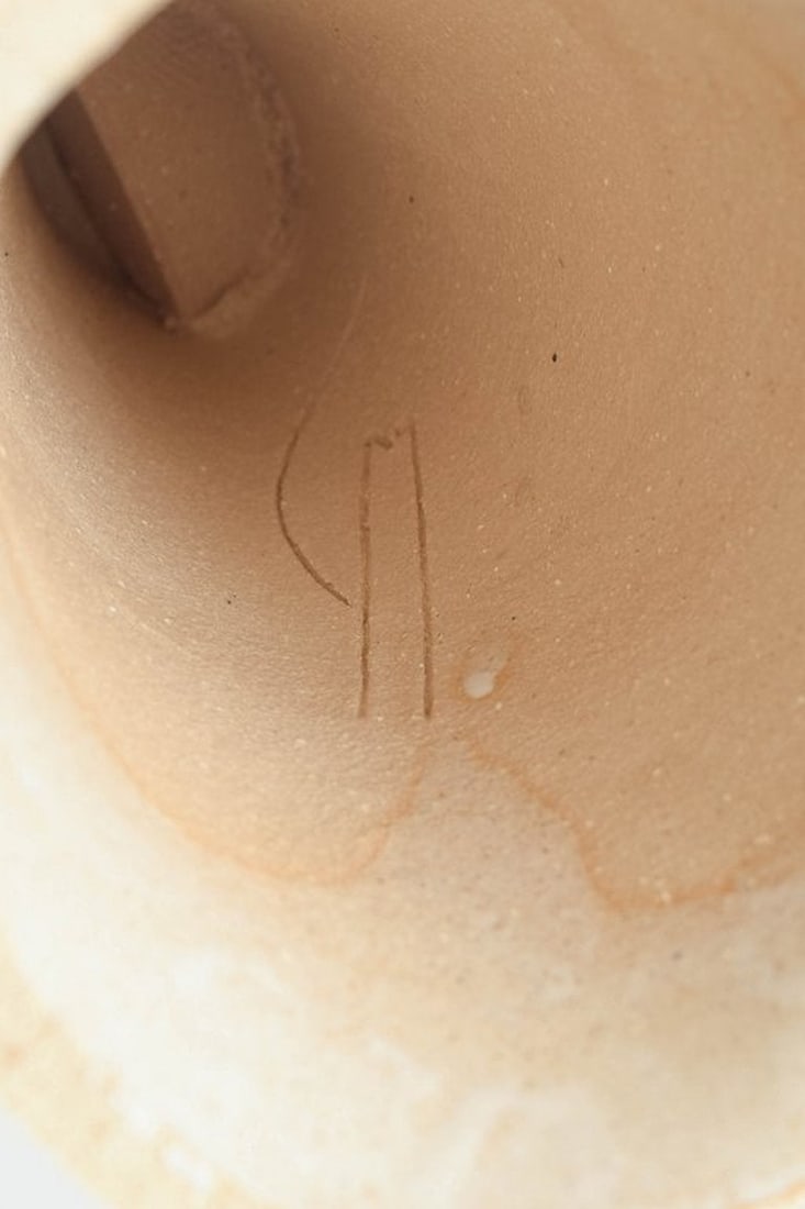 Christina Muff, contemporary Danish ceramic artist. Tall hand-modelled cubist stoneware face. 2025 - 6