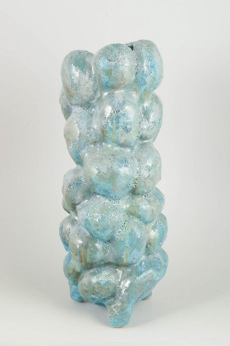 Christina Muff, contemporary Danish ceramic artist. Tall hand-modelled stoneware vessel. 2025 - 4