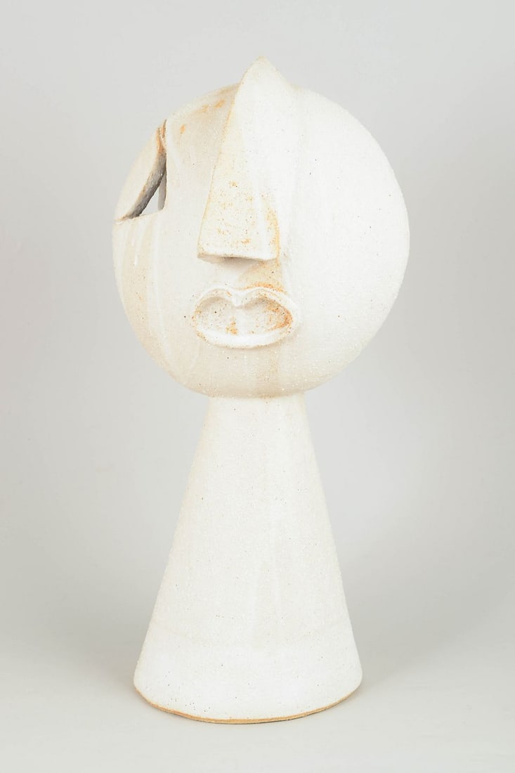 Christina Muff, contemporary Danish ceramic artist. Cubist stoneware bust, 2025 - 2