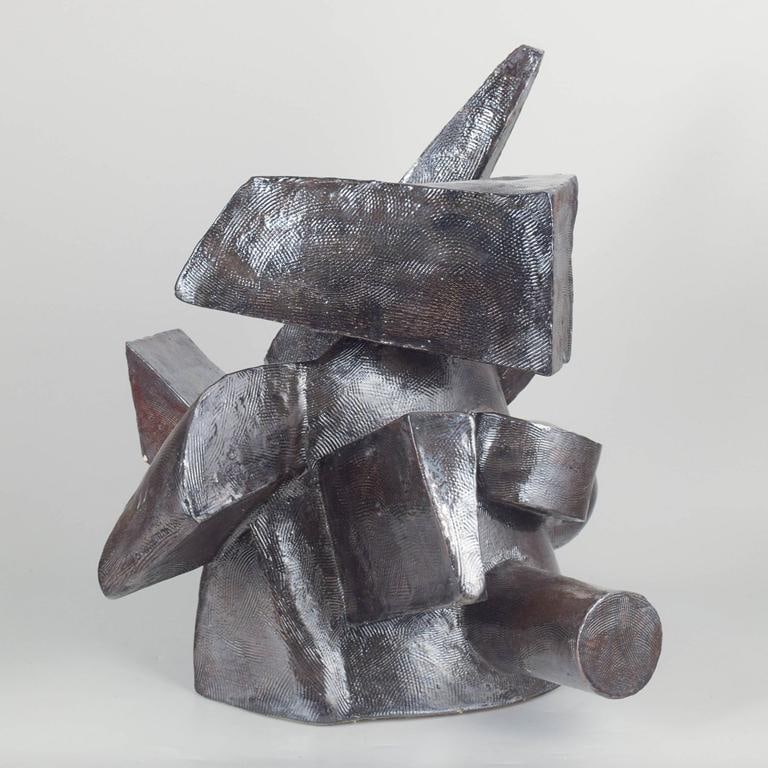 Christina Muff, contemporary Danish ceramic artist. Monumental stoneware sculpture with metallic - 2