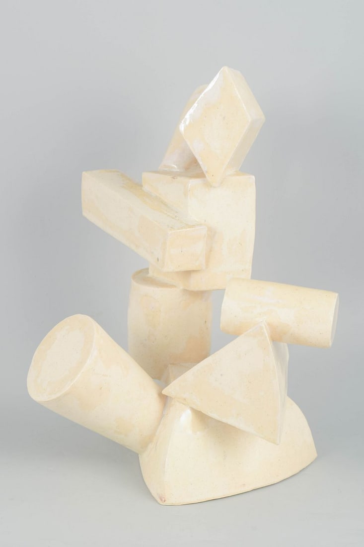 Christina Muff, contemporary Danish ceramic artist. Monumental stoneware sculpture in cubistic: Title: Christina Muff, contemporary Danish ceramic artist. Monumental stoneware sculpture in cubistic style. 2025 Description: Christina Muff, Contemporary Danish ceramic artist (born 1971).