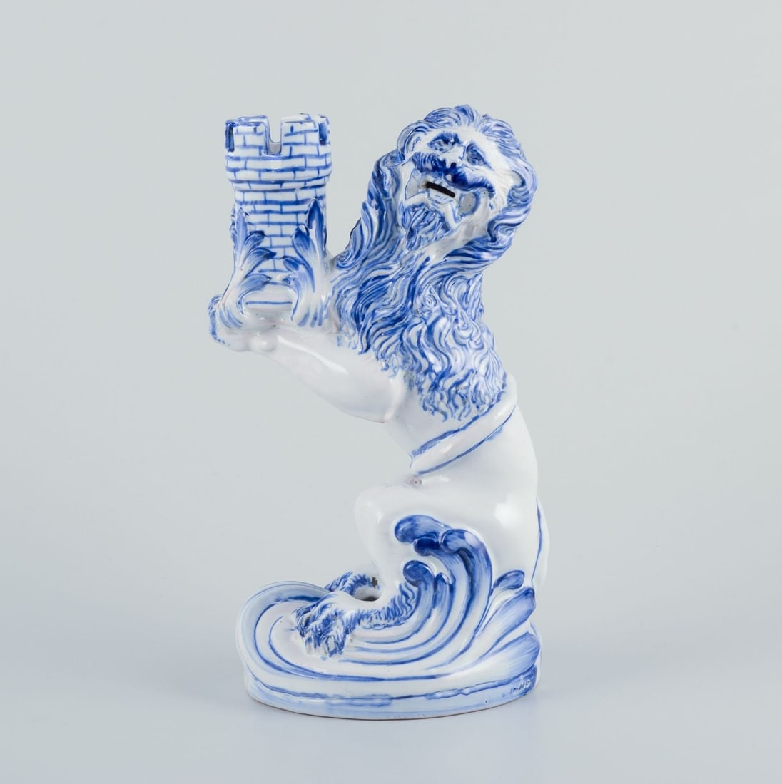 Emile Gallé for Nancy, St Clement. Pair of faience candle holders in the form of seated lions. - 3