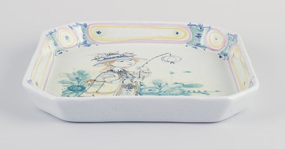 Bjørn Wiinblad, Det Blå Hus, Denmark. Unique octagonal ceramic bowl/wall relief. 1973. - 3