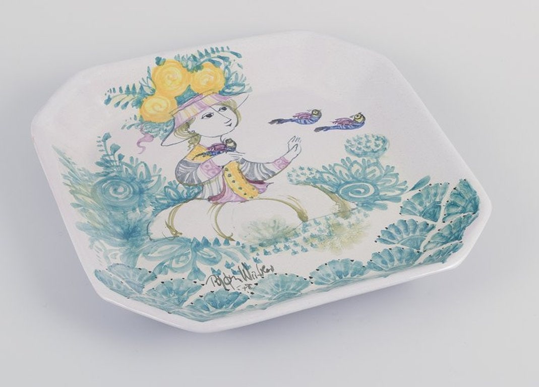 Bjørn Wiinblad, Det Blå Hus, Denmark. Unique octagonal ceramic bowl/wall relief. 1978. - 2