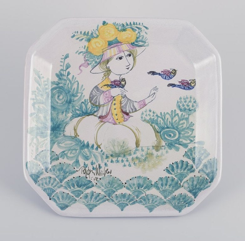 Bjørn Wiinblad, Det Blå Hus, Denmark. Unique octagonal ceramic bowl/wall relief. 1978. - 3