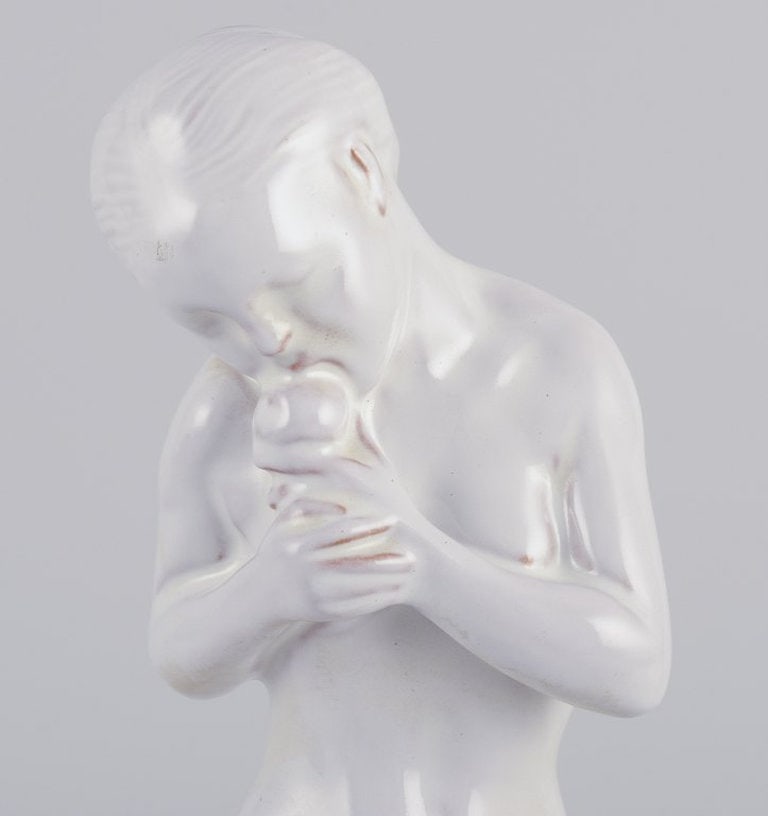 Kai Nielsen for Kähler, Denmark. 'Eva med æblet'. White-glazed earthenware figurine. - 5