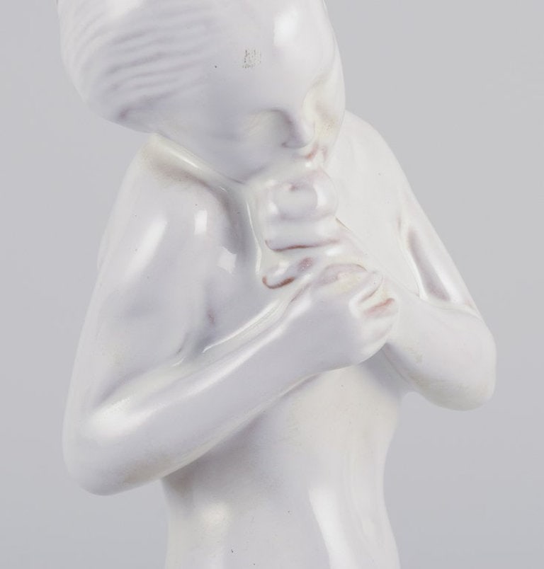 Kai Nielsen for Kähler, Denmark. 'Eva med æblet'. White-glazed earthenware figurine. - 6