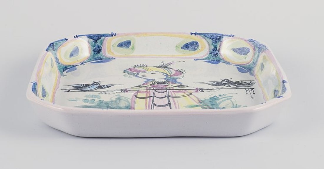 Bjørn Wiinblad, Det Blå Hus, Denmark. Unique octagonal ceramic bowl/wall relief. 1974. - 3