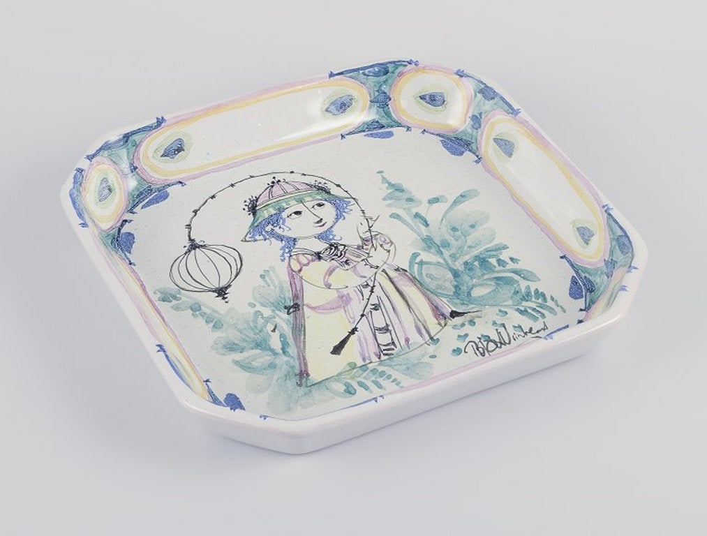 Bjørn Wiinblad, Det Blå Hus, Denmark. Unique octagonal ceramic bowl/wall relief. - 2