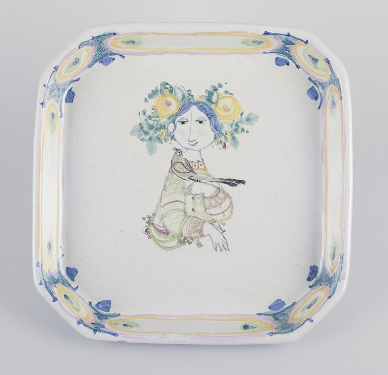 Bjørn Wiinblad, Det Blå Hus, Denmark. Unique octagonal ceramic bowl/wall relief. - 5