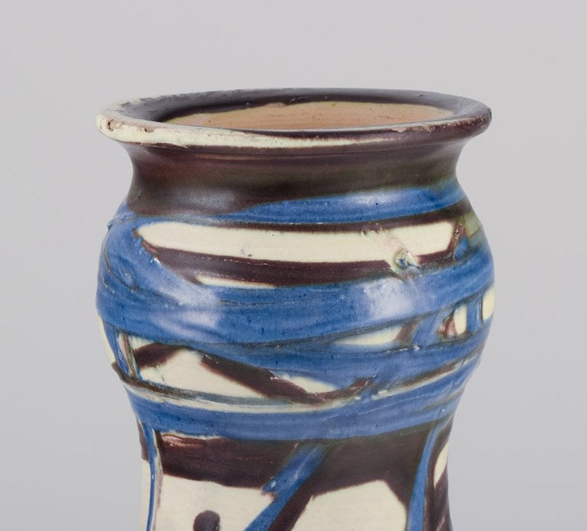 Kähler, Denmark. Large ceramic floor vase. Cow horn decoration. 1930s. - 6