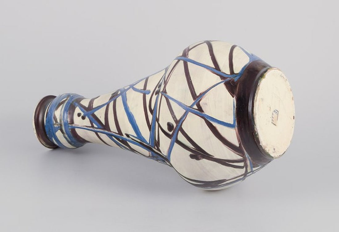 Kähler, Denmark. Large ceramic floor vase. Cow horn decoration. 1930s. - 8
