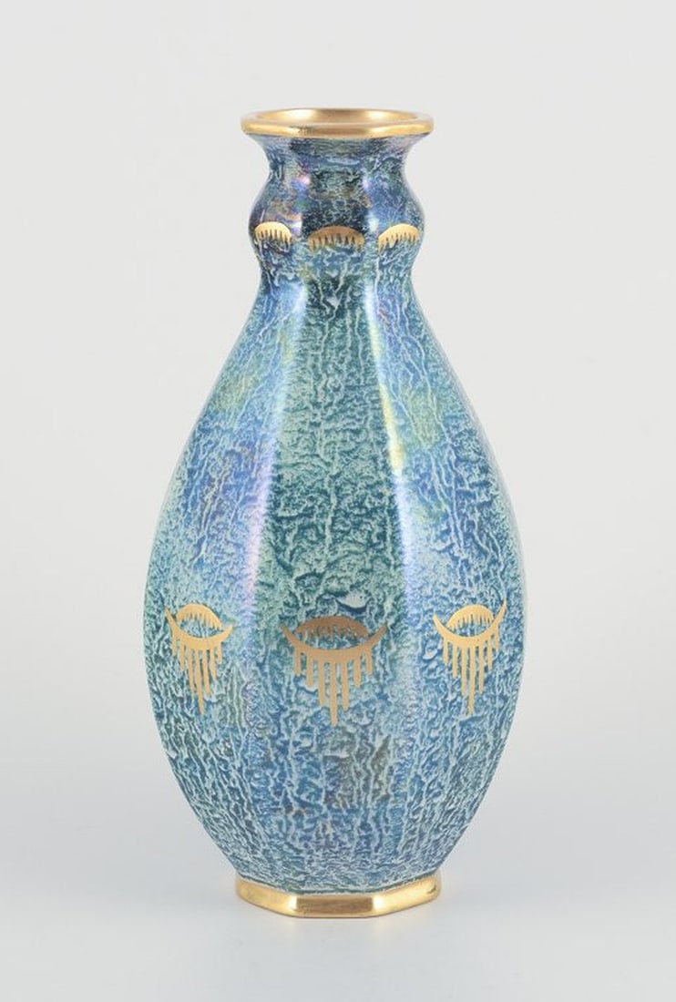 Josef Ekberg for Gustavsberg, Sweden. Octagonal vase in art pottery. 1940s. - 2