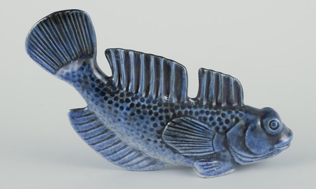 Sven Wejsfelt for Gustavsberg, Sweden. Unique 'Stim' fish in glazed ceramic. 1980s. - 3