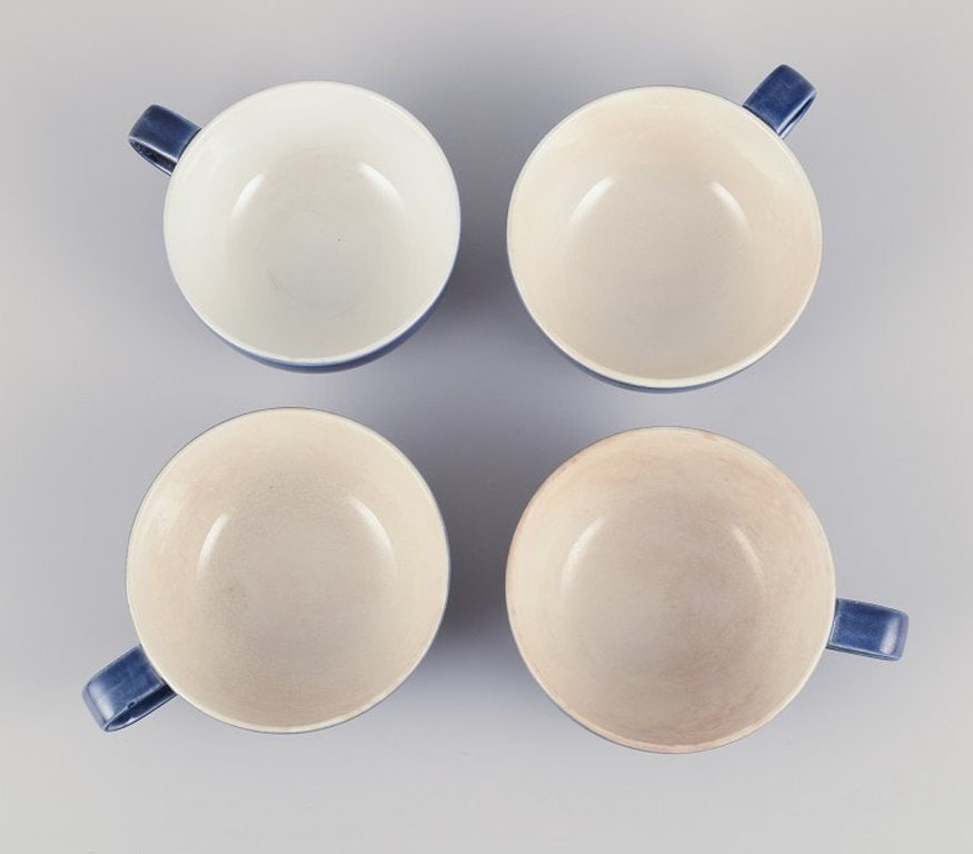 Gertrud Lönegren for Rörstrand, Sweden. Set of four 'Blå Blanche' teacups with - 3