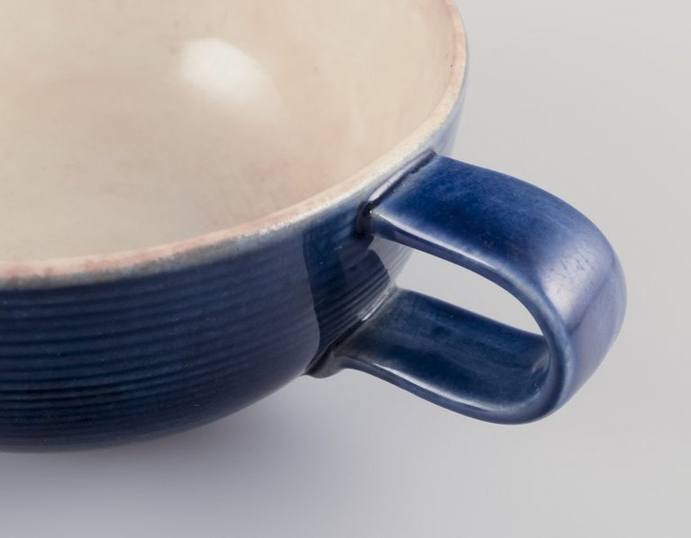 Gertrud Lönegren for Rörstrand, Sweden. Set of four 'Blå Blanche' teacups and saucers - 8