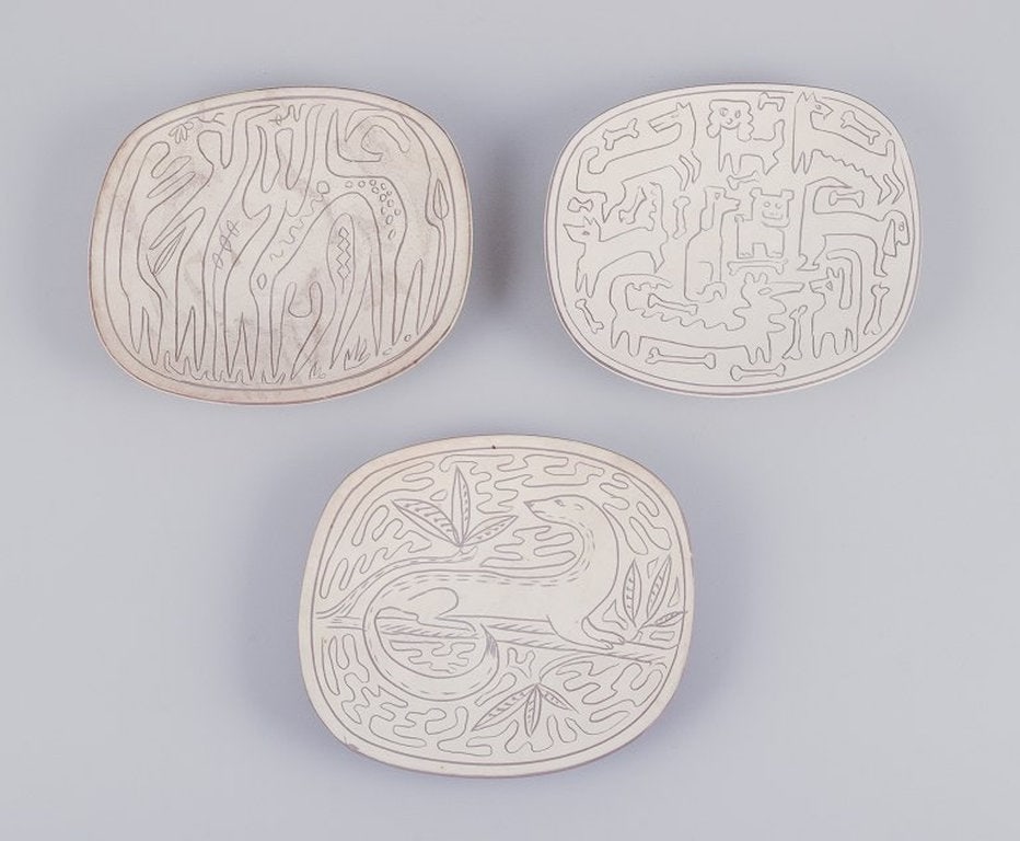 Gunnar Nylund for Nymølle, Denmark. Three unique bowls in terracotta. Mid-20th century. - 2