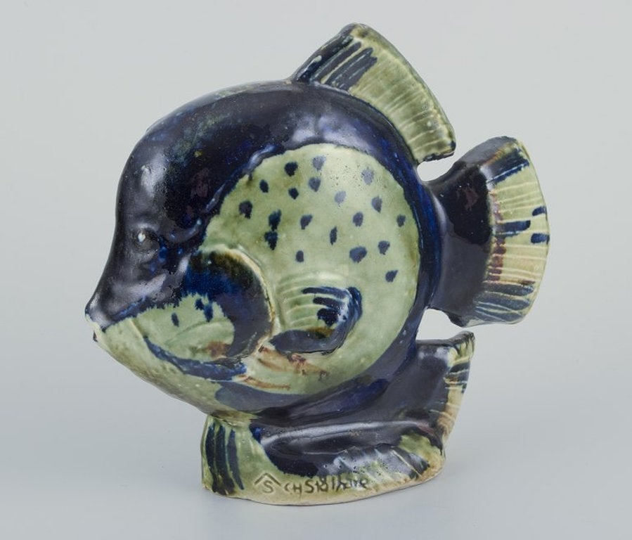 Carl Harry Stålhane for Designhuset, Sweden. Unique sculpture of fish in stoneware. 1970s. - 3