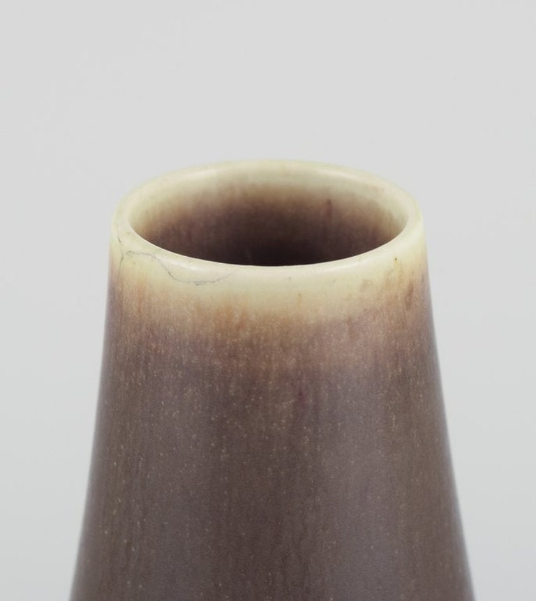 Per Linnemann-Schmidt for Palshus, Denmark. Large ceramic vase in olive green hare fur glaze. Circa - 3
