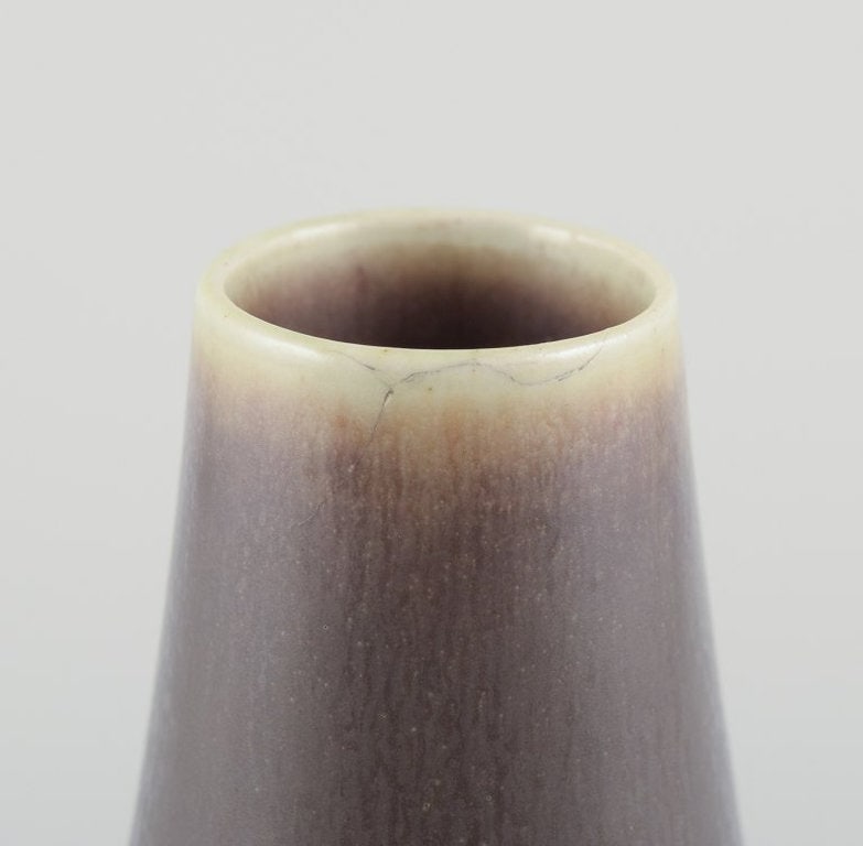 Per Linnemann-Schmidt for Palshus, Denmark. Large ceramic vase in olive green hare fur glaze. Circa - 7