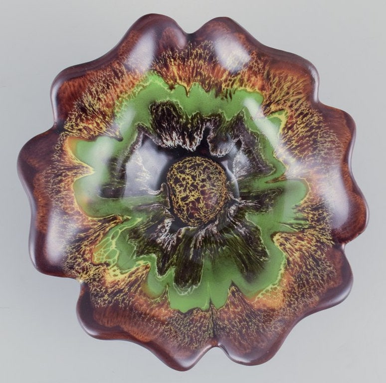 Vallauris, France. Ceramic bowl in multicoloured glaze. Circa 1970s. - 4