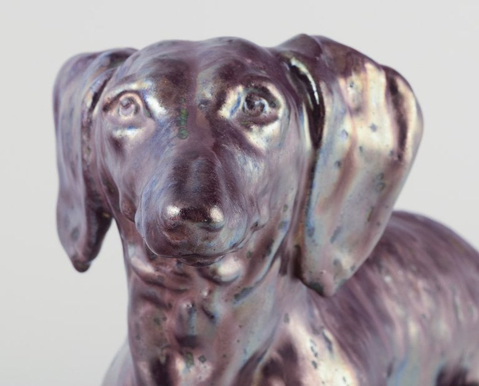Søren Kongstrand, Danish ceramicist. Large ceramic sculpture of a dachshund in lustre glaze. - 7