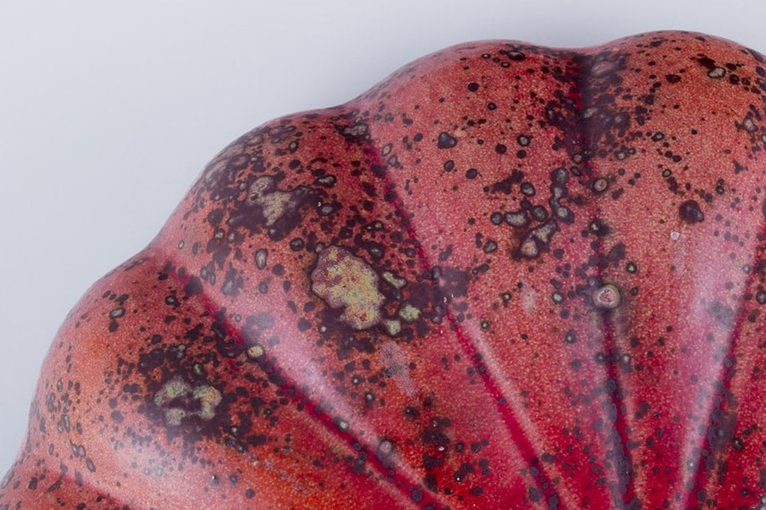 Hans Hedberg, Swedish ceramicist, for Biot, France. Large lidded ceramic jar shaped like a pumpkin. - 7
