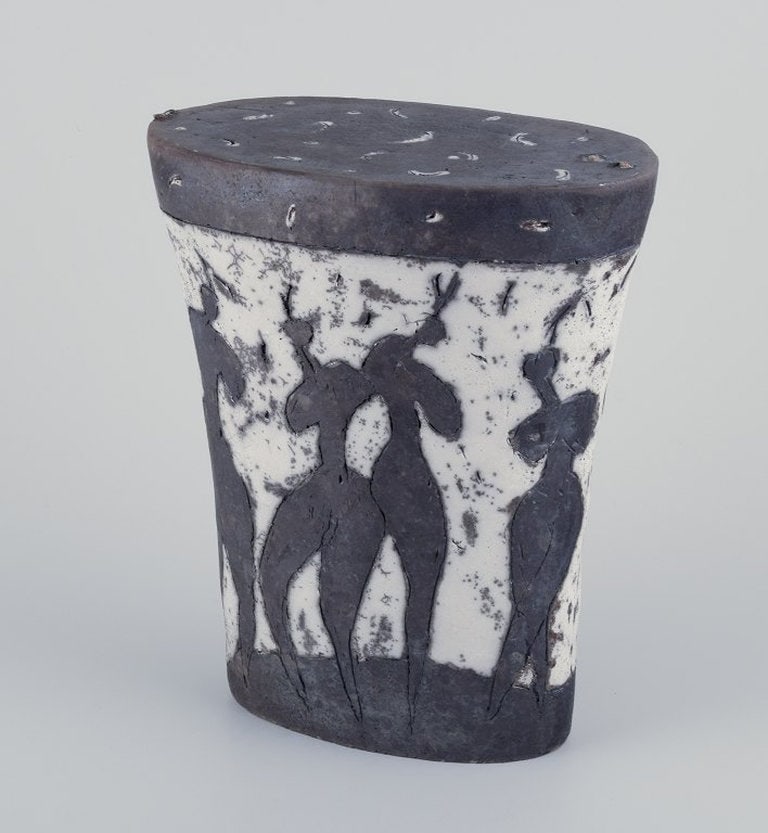 European studio ceramicist. Large unique ceramic sculpture. Lava glaze. Ca. 1980s. (1 of 8)