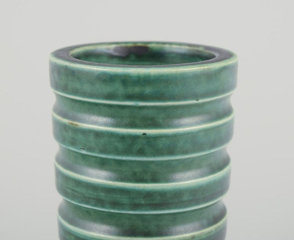 Wilhelm Kåge for Gustavsberg, Sweden. A pair of rare Art Deco ceramic vases. Mid 20th century. - 7
