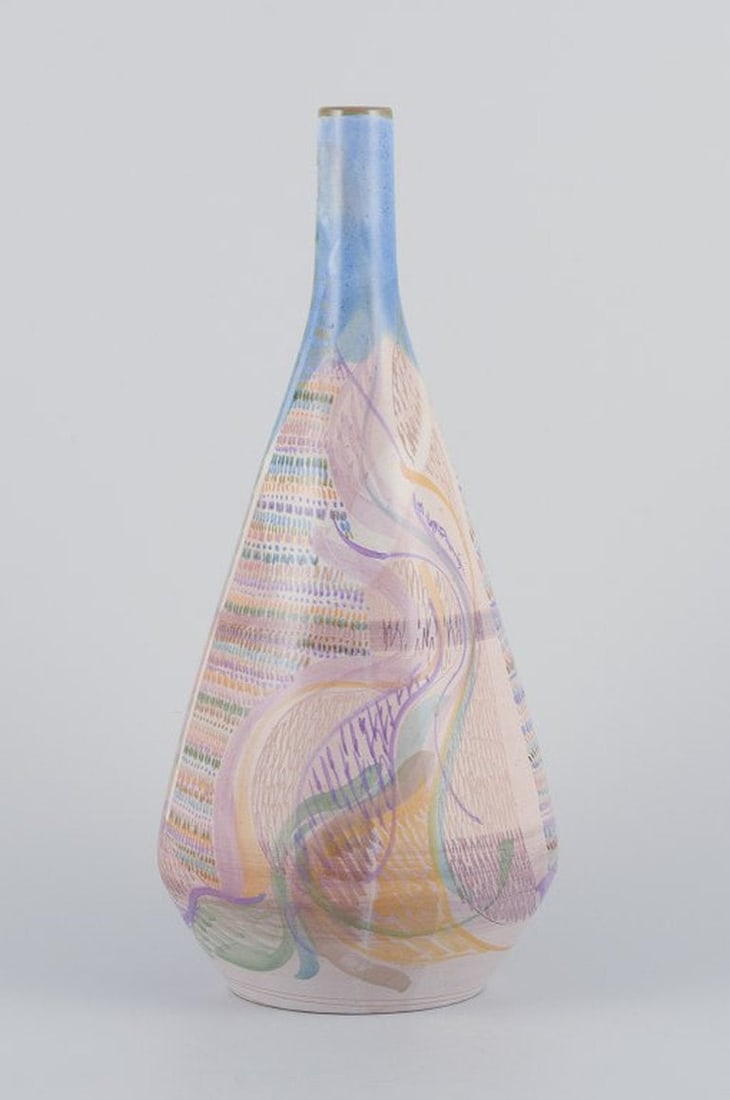 Professor Monica Grandi, Italian ceramicist. Unique ceramic vase with abstract motif. Ca. 1980s. - 2