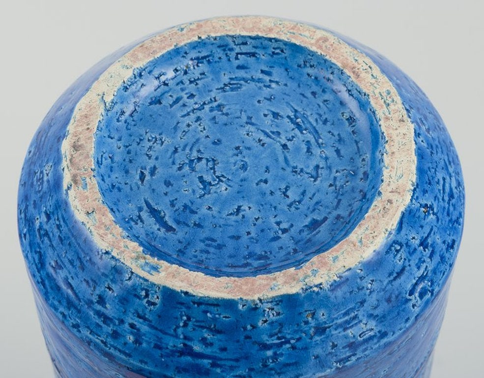 Aldo Londi for Bitossi, Italy. Large vase in Rimini blue glazed ceramic with geometric patterns. - 7