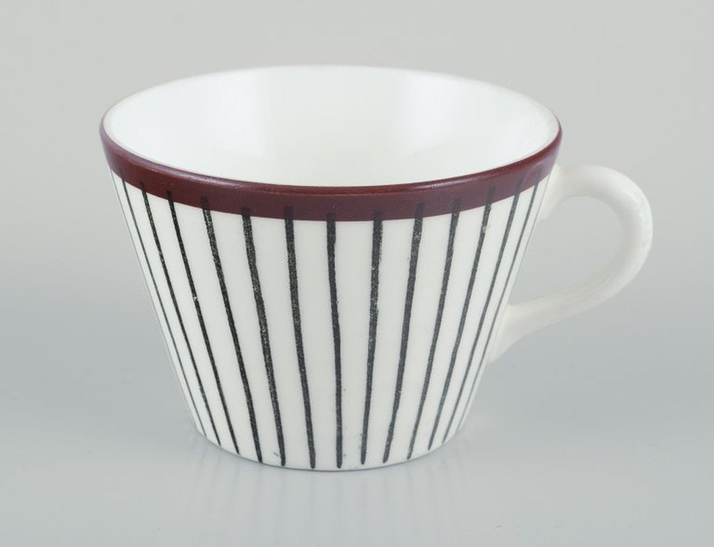 Stig Lindberg for Gustavsberg, Sweden. A set of four 'Spisa Ribb' coffee cups and saucers in - 4
