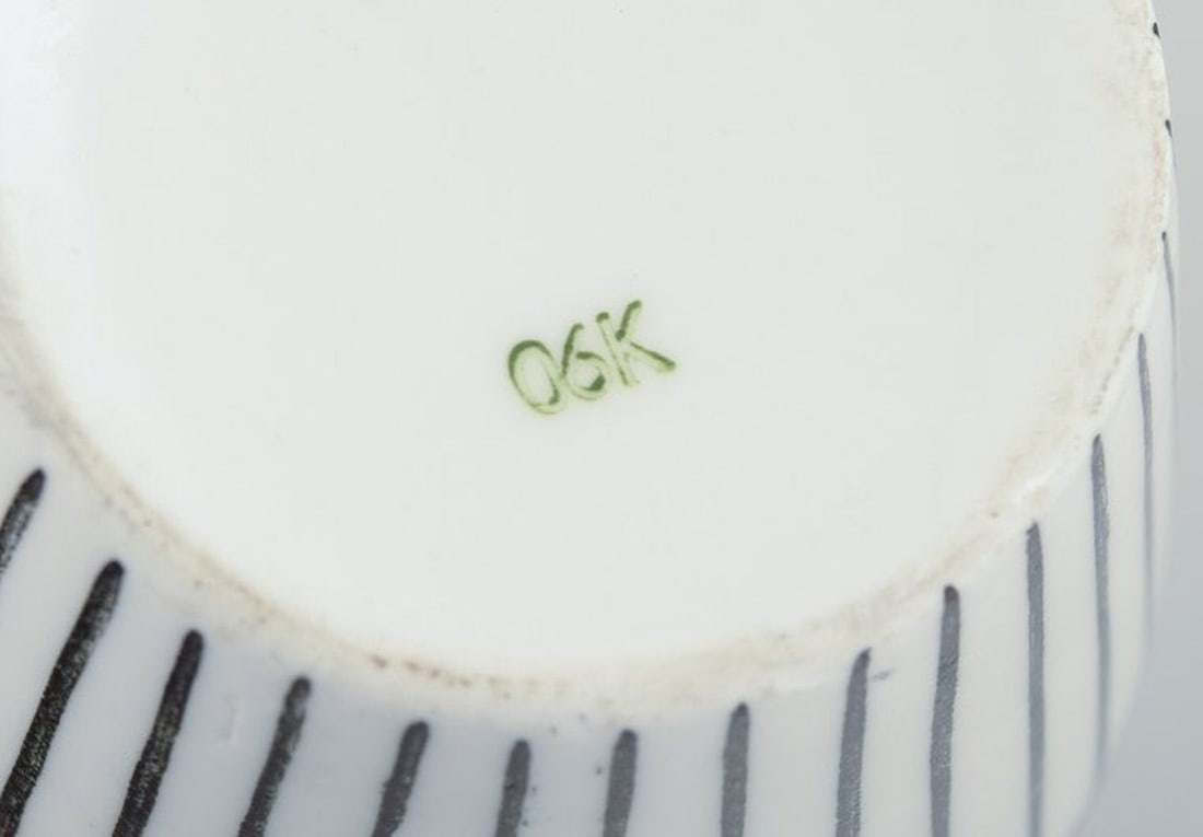 Stig Lindberg for Gustavsberg, Sweden. A set of four 'Spisa Ribb' coffee cups and saucers in - 6