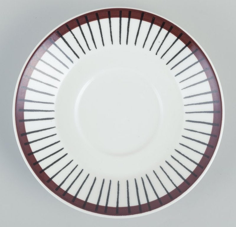 Stig Lindberg for Gustavsberg, Sweden. A set of four 'Spisa Ribb' coffee cups and saucers in - 7