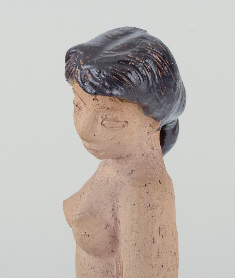 Helge Christoffersen, own workshop. Unique figure of partially glazed earthenware. Mid 20th century. - 6