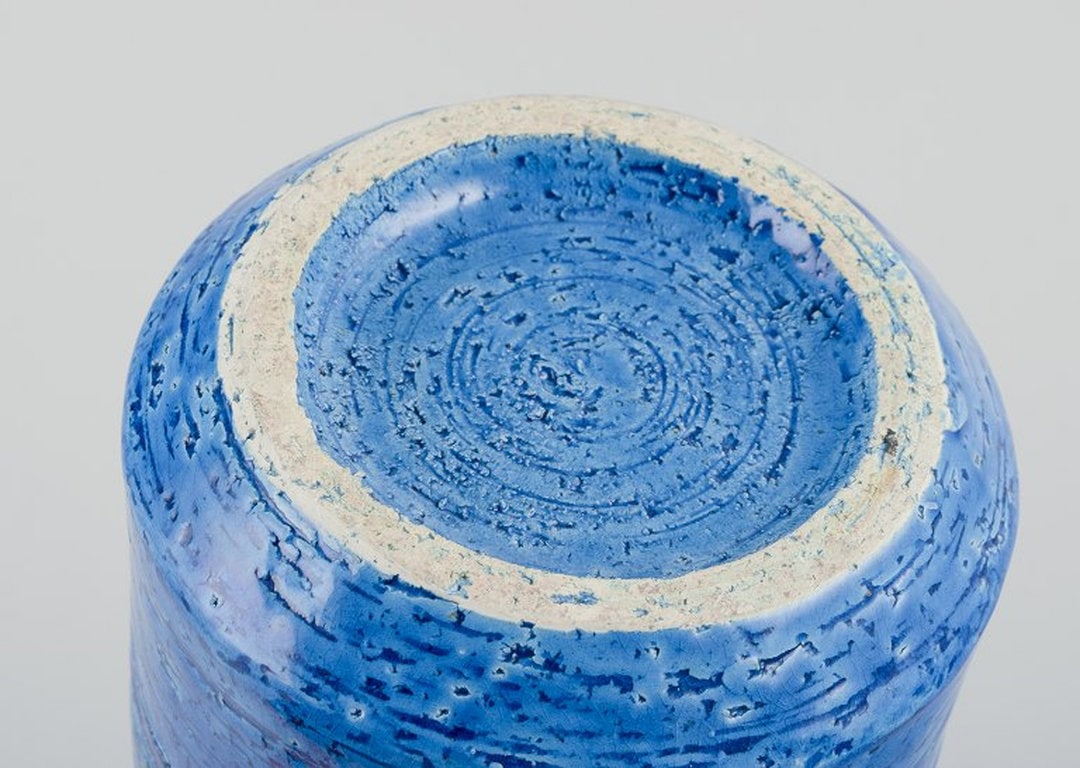 Aldo Londi for Bitossi, Italy. Large vase in Rimini blue glazed ceramic with geometric patterns. - 8