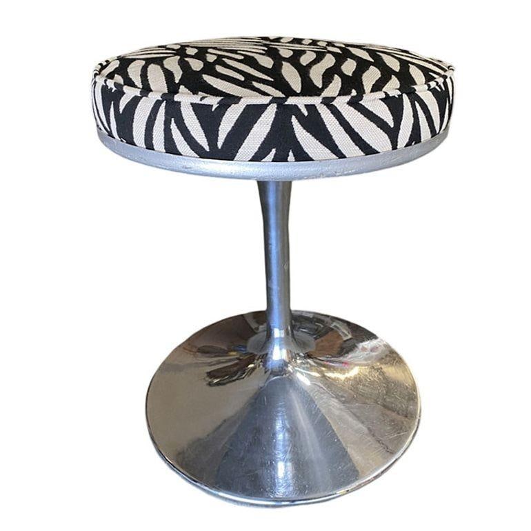 Knoll "Tulip" Chrome Stool by Eero Saarinen w/ Nairobi Upholstery Seat - 2