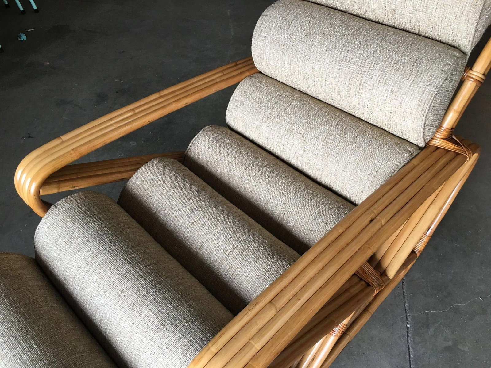 Restored 1940s Rattan 2 Piece Square Pretzel 4-Strand Chaise Lounge - 4