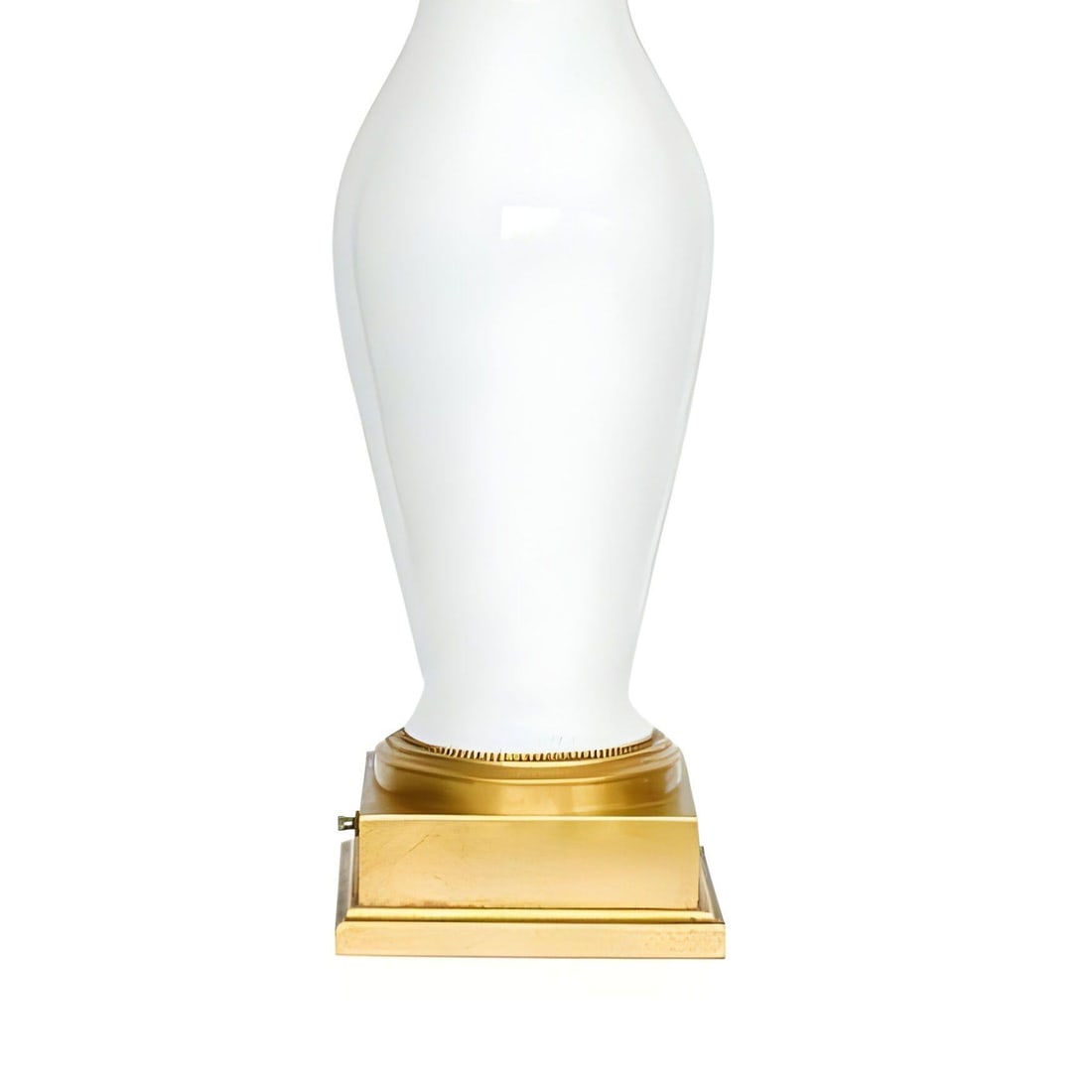 High Style Mid-century White Porcelain & Gold Leaf Table Lamp w/ Shade - 4