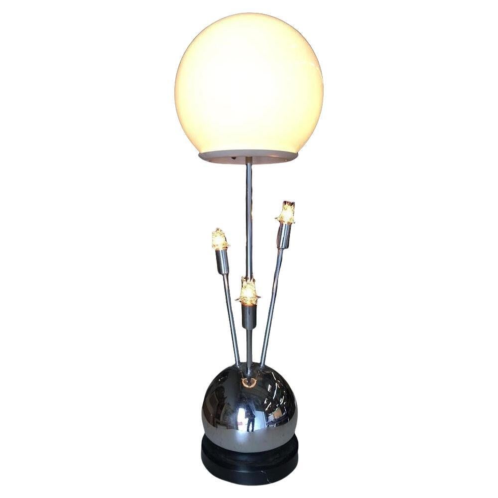 1970s Space Age Chrome Ball Table Lamp W/ Fours Lights, Attributed to Torino (1 of 5)