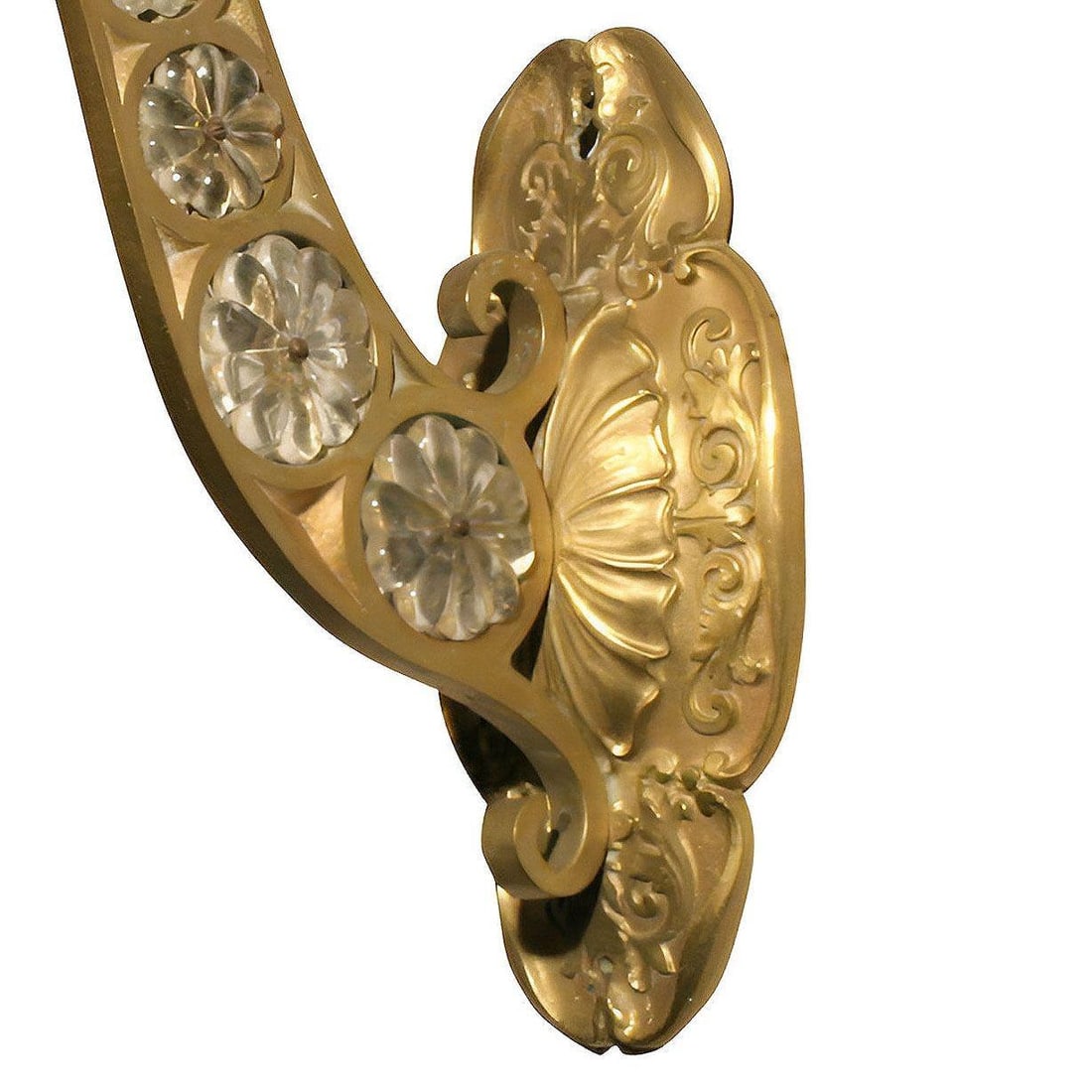 Belle Epoque Electric Scrolling Brass Crystal Sconce w Beaded Shade, 2 Available - 5