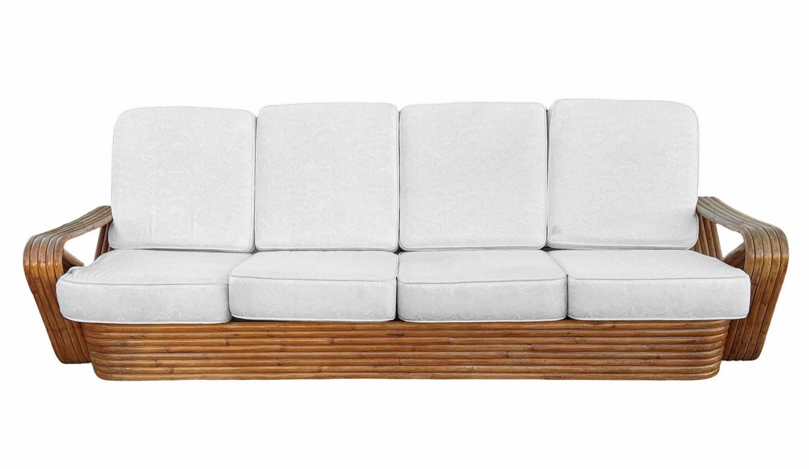Restored Paul Frankl Inspired 5-Strand Square Pretzel4-Seat Sectional Rattn Sofa - 2